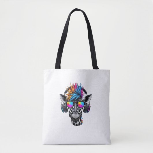 Cool Giraffe Zonnebril Hoofdtelefoon Giraffes Tote Bag (Voorkant)