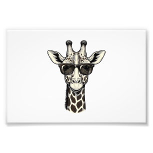 Cool Giraffe Zonnebril Vintage Graveer Shirt_1 Foto Afdruk