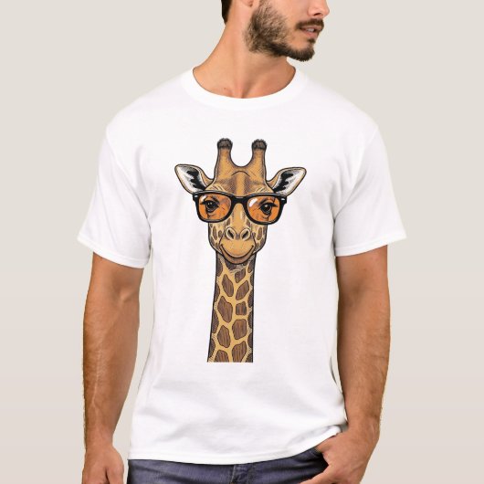 Cool Giraffe Zonnebril Vintage Graveer Shirt De (Voorkant)