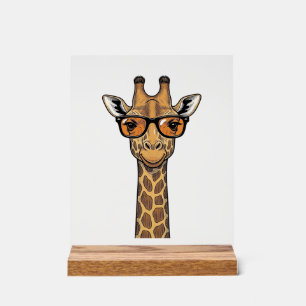 Cool Giraffe Zonnebril Vintage Graveer Shirt De Acryl Bord