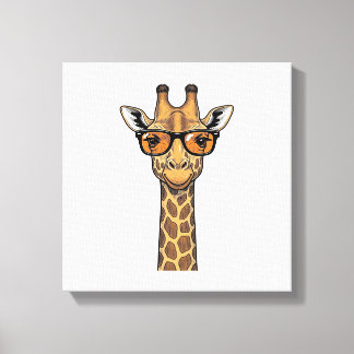 Cool Giraffe Zonnebril Vintage Graveer Shirt De Canvas Afdruk