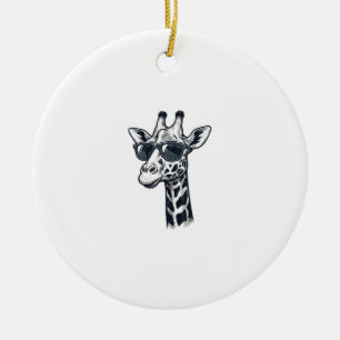 Cool Giraffe Zonnebril Vintage Graveren T-Shirt_ Keramisch Ornament