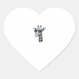 Cool Giraffe Zonnebril Vintage Gravure T-Shirt_ Hart Sticker