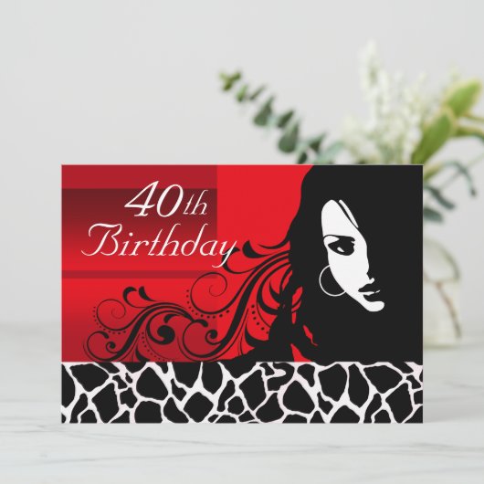 Cool Girl 40th Birthday Party Kaart (Staand voorkant)