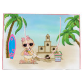 Cool Girl Beach Baby met zandkasteel en surfplank Groot Cadeauzakje (Achterkant)