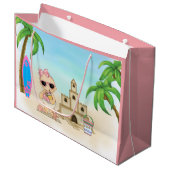 Cool Girl Beach Baby met zandkasteel en surfplank Groot Cadeauzakje (Voorkant Gekanteld)