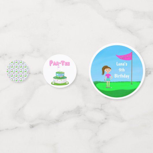 Cool Girl's Golfing Thema Verjaardagsfeest Confetti (Achterkanten)