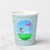 Cool Girl's Golfing Thema Verjaardagsfeest Papieren Bekers (Achterkant)
