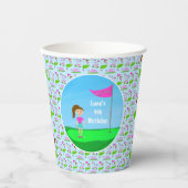 Cool Girl's Golfing Thema Verjaardagsfeest Papieren Bekers (Voorkant)
