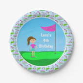 Cool Girl's Golfing Thema Verjaardagsfeest Papieren Bordje (Voorkant)