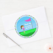 Cool Girl's Golfing Thema Verjaardagsfeest Ronde Sticker (Envelop)