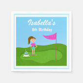 Cool Girl's Golfing Thema Verjaardagsfeest Servet (Voorkant)