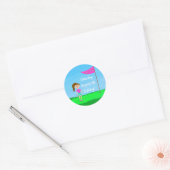 Cool Girl's Golfing Thema Verjaardagsfeestje Cake Ronde Sticker (Envelop)