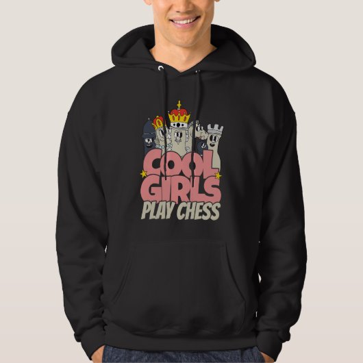 Cool girls play chess   chess saying chess player hoodie (Voorkant)