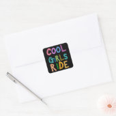 Cool Girls Ride Fietsen Lover Vrouwen Vierkante Sticker (Envelop)