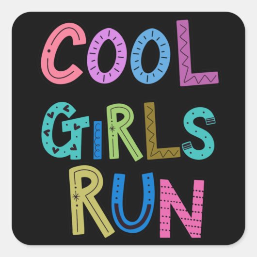 Cool Girls Run Runners Running Lover Vrouwen Kinde Vierkante Sticker (Voorkant)