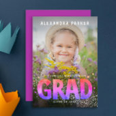 Cool Girly Afstuderen Paarse Roze Gradient Foto Aankondiging