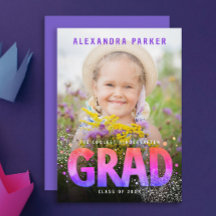 Cool Girly Afstuderen Paarse Roze Gradient Foto