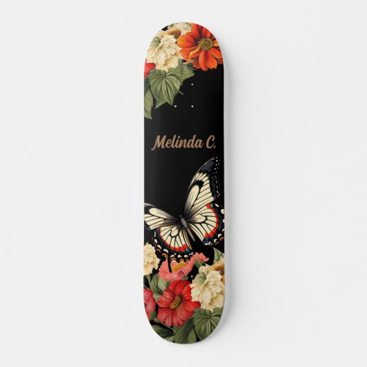 Cool Girly Bloemen Vlinder Schaats Deck Persoonlijk Skateboard (Voorkant)