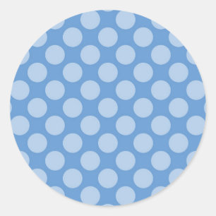 Cool Girly Blue Polka Dots Pattern on Blue Gifts Ronde Sticker