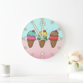 Cool Girly Colorful Ice Cream Cones Grote Klok (Huis)