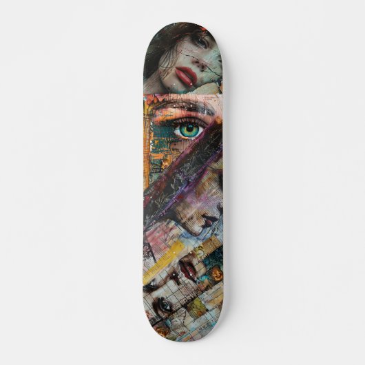Cool Girly Decoupage Geïnspireerd Collage Persoonlijk Skateboard (Voorkant)