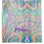 Cool girly faux glitter unicorn marmer douchegordijn (Voorkant)