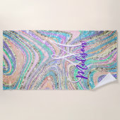 Cool girly faux glitter unicorn marmer strandlaken (Voorkant)