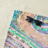 Cool girly faux glitter unicorn marmer strandlaken (In situ)