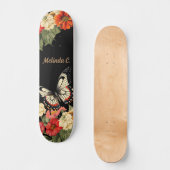 Cool Girly Floral Butterfly Wide Schaats Deck Persoonlijk Skateboard (Voorkant)