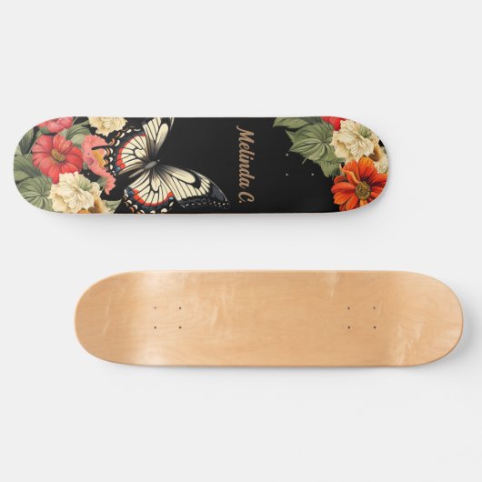 Cool Girly Floral Butterfly Wide Schaats Deck Persoonlijk Skateboard (Horizontaal)