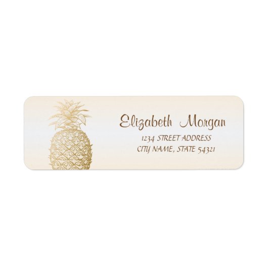 Cool Girly Gold Pineapple Etiket (Voorkant)