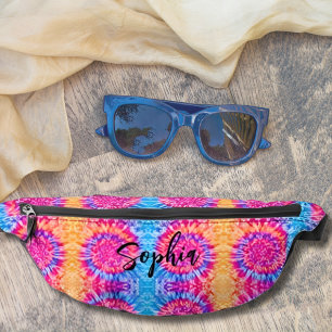 Cool Girly Hot Roze Blauw Sinaasappel Tie Dye Tien Heuptasje