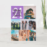 Cool girly purple photos collage grid 21 birthday kaart<br><div class="desc">Cool modern purple photos collage grid 21 birthday ,  add 8 of your friends favorite photo with a modern and cool elegant script font typography. Add your message inside.</div>