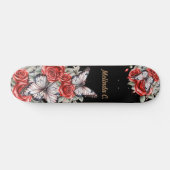Cool Girly Red Roses & Butterfly Schaats Deck Persoonlijk Skateboard (Horizontaal)