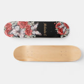 Cool Girly Red Roses & Butterfly Schaats Deck Persoonlijk Skateboard (Horizontaal)