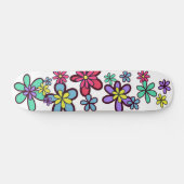 Cool Girly Retro Flower Power Persoonlijk Skateboard (Horizontaal)