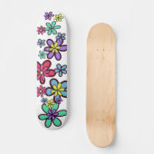 Cool Girly Retro Flower Power Persoonlijk Skateboard (Voorkant)