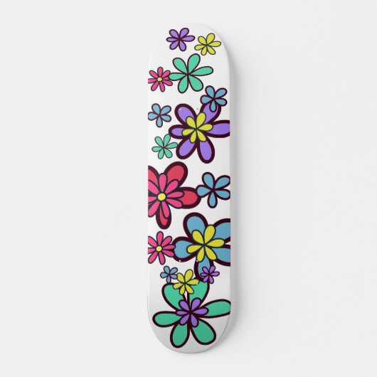 Cool Girly Retro Flower Power Persoonlijk Skateboard (Voorkant)