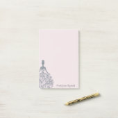 Cool Girly Silver Glitter Dress - Gepersonaliseerd Post-it® Notes (Op bureau)