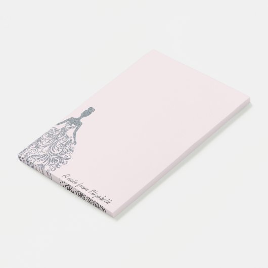Cool Girly Silver Glitter Dress - Gepersonaliseerd Post-it® Notes (Schuin)