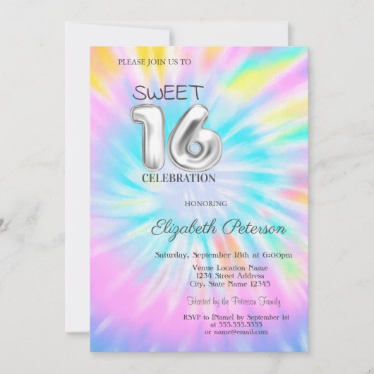 Cool Girly Tie Dye 16 Kaart (Voorkant)