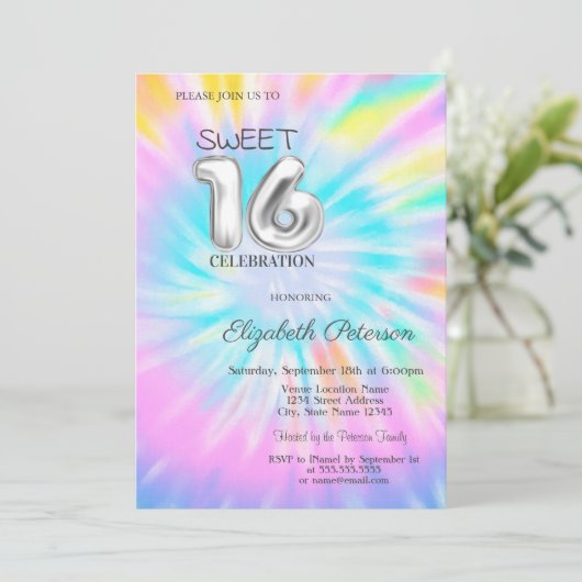 Cool Girly Tie Dye 16 Kaart (Staand voorkant)