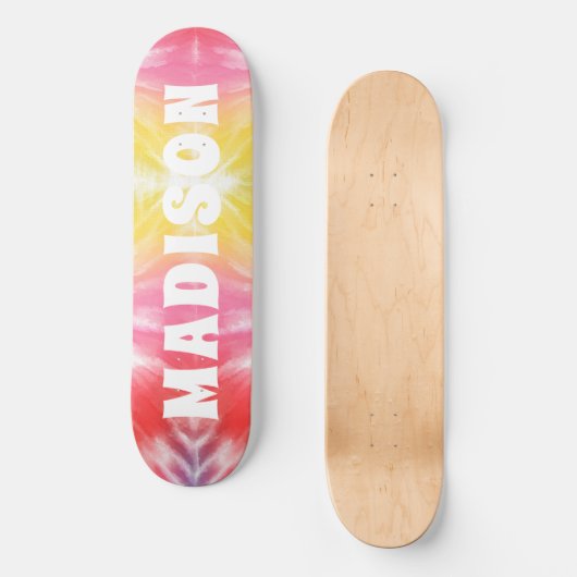 Cool Girly Tie Dye Aangepaste persoonlijke naam Persoonlijk Skateboard (Voorkant)