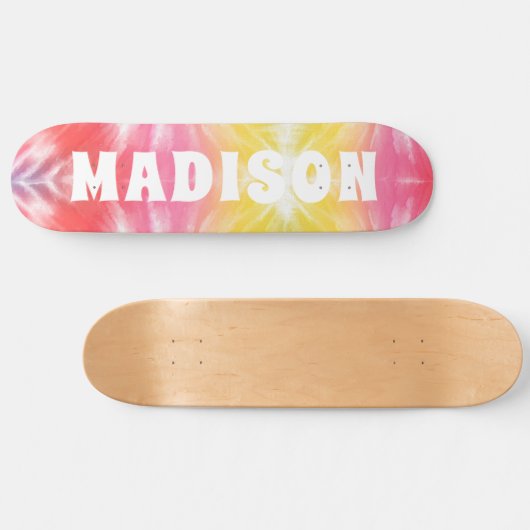 Cool Girly Tie Dye Aangepaste persoonlijke naam Persoonlijk Skateboard (Horizontaal)