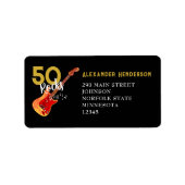 Cool Gitaar 50e Verjaardagsfeestje Retouradres Etiket (Voorkant)