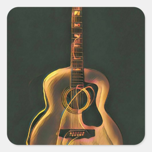 Cool gitarist gift vierkante sticker (Voorkant)