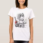 Cool Gitarist Meisje Art T-shirt (Voorkant)