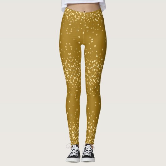 Cool Glam Diva Feestelijk Gouden Glitter Confetti  Leggings (Voorkant)