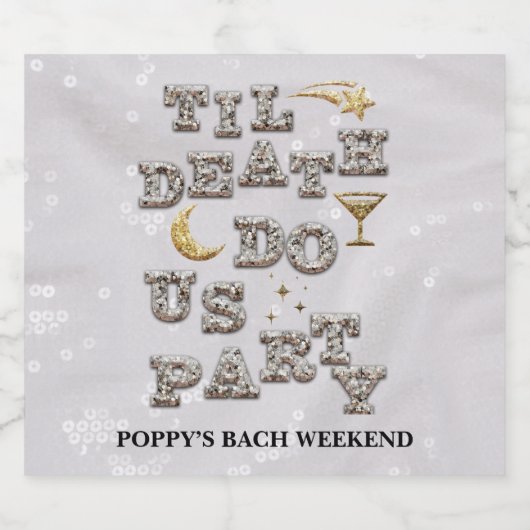 Cool Glam Glitter Tequila Disco Bachelorette Likeurfles Etiket (Enkel label)